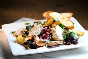 Field Greens Apple Cranberry Salad with Warm Goat Cheese Croutons